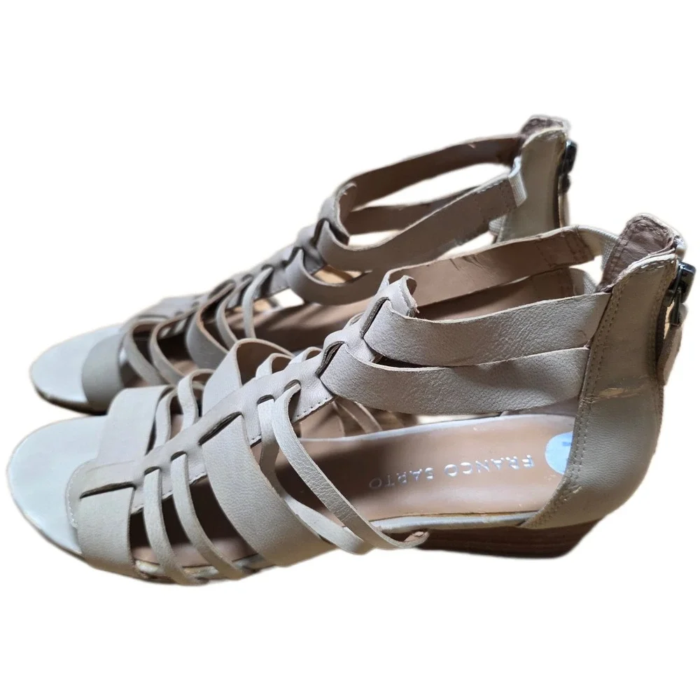 Franco‎ Sarto Uzeta Gladiator Wedge Sandals Women's Size 7.5 Beige Leather